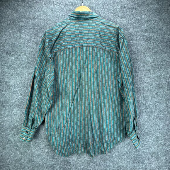 Vtg 90s Levis Sutter Creek Shirt Mens Large Teal Flannel Western Southwest Aztec - Picture 4 of 15